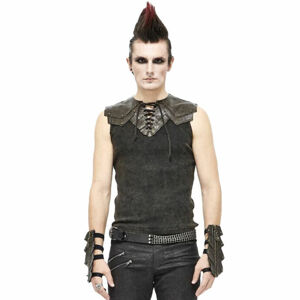 tílko DEVIL FASHION Vertigo Punk Vest With Leather Patches černá 2XL-3XL